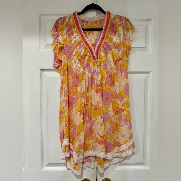 Poupette St. Barth Dresses & Skirts - Poupette St. Barth Pink and Yellow Floral Mini Dress